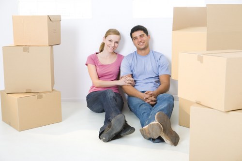 Boxes and household items prepared for a Barnes house removal